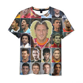 Мужская футболка 3D с принтом Франческо Тотти - лучший в Новосибирске, 100% полиэфир | прямой крой, круглый вырез горловины, длина до линии бедер | francesco totti | лучший футболист | любимый игрок | сердце | франческо тотти | футбол | я люблю