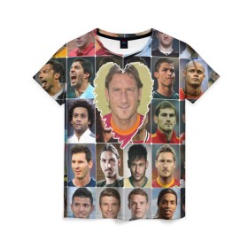 Женская футболка 3D с принтом Франческо Тотти - лучший в Новосибирске, 100% полиэфир ( синтетическое хлопкоподобное полотно) | прямой крой, круглый вырез горловины, длина до линии бедер | francesco totti | лучший футболист | любимый игрок | сердце | франческо тотти | футбол | я люблю
