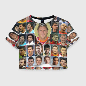 Женская футболка 3D укороченная с принтом Франческо Тотти - лучший в Новосибирске, 100% полиэстер | круглая горловина, длина футболки до линии талии, рукава с отворотами | francesco totti | лучший футболист | любимый игрок | сердце | франческо тотти | футбол | я люблю