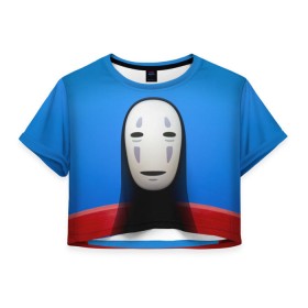 Женская футболка 3D укороченная с принтом Унесённые призраками в Новосибирске, 100% полиэстер | круглая горловина, длина футболки до линии талии, рукава с отворотами | spirited away | миядзаки | хаяо