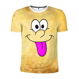 Мужская футболка 3D спортивная с принтом Балдею от всего в Новосибирске, 100% полиэстер с улучшенными характеристиками | приталенный силуэт, круглая горловина, широкие плечи, сужается к линии бедра | балдею от всего | веселье | мордочка | позитив | прикол | рожица | смайл | смех | улыбка | умора | хорошее настроение | юмор | язык