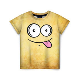 Детская футболка 3D с принтом Кайфушки в Новосибирске, 100% гипоаллергенный полиэфир | прямой крой, круглый вырез горловины, длина до линии бедер, чуть спущенное плечо, ткань немного тянется | веселье | кайфушки | мордочка | позитив | прикол | рожица | смайл | смех | улыбка | умора | хорошее настроение | юмор