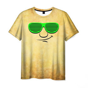 Мужская футболка 3D с принтом Знатный клаббер в Новосибирске, 100% полиэфир | прямой крой, круглый вырез горловины, длина до линии бедер | веселье | кислота | клаббер | клуб | мордочка | очки | позитив | прикол | рожица | смайл | смех | улыбка | умора | хорошее настроение | юмор