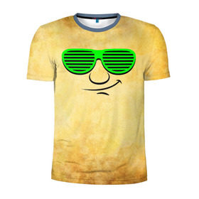 Мужская футболка 3D спортивная с принтом Знатный клаббер в Новосибирске, 100% полиэстер с улучшенными характеристиками | приталенный силуэт, круглая горловина, широкие плечи, сужается к линии бедра | веселье | кислота | клаббер | клуб | мордочка | очки | позитив | прикол | рожица | смайл | смех | улыбка | умора | хорошее настроение | юмор