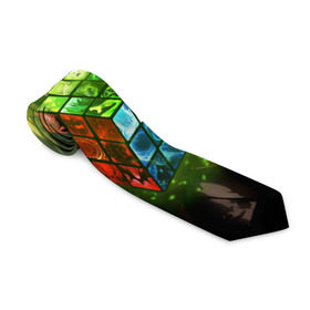Галстук 3D с принтом Рубик в Новосибирске, 100% полиэстер | Длина 148 см; Плотность 150-180 г/м2 | Тематика изображения на принте: dota | dota 2 | rubick | дота | дотан | раки