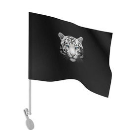 Флаг для автомобиля с принтом Тигр в Новосибирске, 100% полиэстер | Размер: 30*21 см | голова животного | кошка | тигр