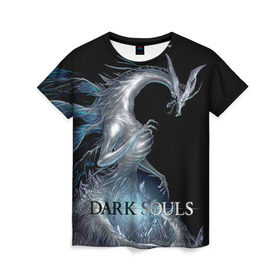 Женская футболка 3D с принтом Dark Souls 2 в Новосибирске, 100% полиэфир ( синтетическое хлопкоподобное полотно) | прямой крой, круглый вырез горловины, длина до линии бедер | dark souls | praise the sun | you died | дарк соулс | темные души