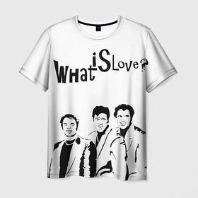 Мужская футболка 3D с принтом What is love? в Новосибирске, 100% полиэфир | прямой крой, круглый вырез горловины, длина до линии бедер | what is love | джим керри | любовь