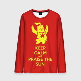 Мужской лонгслив 3D с принтом Keep calm and praise the sun в Новосибирске, 100% полиэстер | длинные рукава, круглый вырез горловины, полуприлегающий силуэт | dark souls