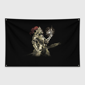 Флаг-баннер с принтом Dark Souls 12 в Новосибирске, 100% полиэстер | размер 67 х 109 см, плотность ткани — 95 г/м2; по краям флага есть четыре люверса для крепления | dark souls | praise the sun | you died | дарк соулс