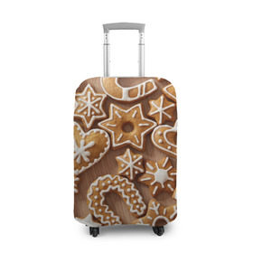Чехол для чемодана 3D с принтом печенье в Новосибирске, 86% полиэфир, 14% спандекс | двустороннее нанесение принта, прорези для ручек и колес | christmas | cookies | decoration | merry | xmas | выпечка | глазурь | новый год | рождество | сладко
