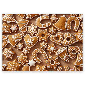 Поздравительная открытка с принтом печенье в Новосибирске, 100% бумага | плотность бумаги 280 г/м2, матовая, на обратной стороне линовка и место для марки
 | christmas | cookies | decoration | merry | xmas | выпечка | глазурь | новый год | рождество | сладко