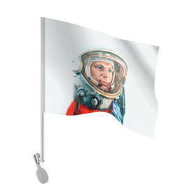 Флаг для автомобиля с принтом Гагарин в Новосибирске, 100% полиэстер | Размер: 30*21 см | space | гагарин | космос | россия