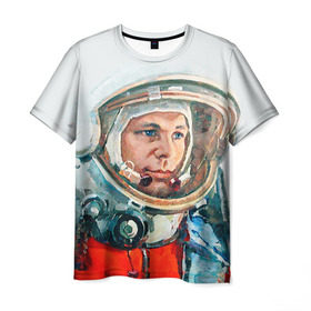 Мужская футболка 3D с принтом Гагарин в Новосибирске, 100% полиэфир | прямой крой, круглый вырез горловины, длина до линии бедер | Тематика изображения на принте: space | гагарин | космос | россия