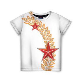 Детская футболка 3D с принтом 9 мая - красные звезды в Новосибирске, 100% гипоаллергенный полиэфир | прямой крой, круглый вырез горловины, длина до линии бедер, чуть спущенное плечо, ткань немного тянется | 9 мая | день победы | звезды