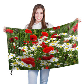 Флаг 3D с принтом Полевые цветы 2 в Новосибирске, 100% полиэстер | плотность ткани — 95 г/м2, размер — 67 х 109 см. Принт наносится с одной стороны | поле | полевые цветы | цветы