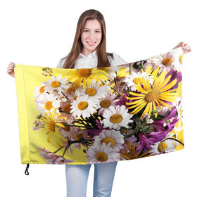 Флаг 3D с принтом Полевые цветы 4 в Новосибирске, 100% полиэстер | плотность ткани — 95 г/м2, размер — 67 х 109 см. Принт наносится с одной стороны | поле | полевые цветы | цветы
