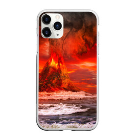 Чехол для iPhone 11 Pro матовый с принтом Вулкан в Новосибирске, Силикон |  | Тематика изображения на принте: взрыв | вулкан | извержение | красная | лава | море