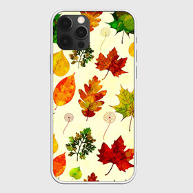 Чехол для iPhone 12 Pro Max с принтом Осень в Новосибирске, Силикон |  | листва | листья | осень | оформление | пёстрые листочки | слой | текстура | трайбл | узор | фон