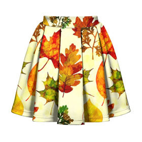 Детская юбка-солнце 3D с принтом Осень в Новосибирске, 100% полиэстер | Эластичный пояс, крупные складки | Тематика изображения на принте: листва | листья | осень | оформление | пёстрые листочки | слой | текстура | трайбл | узор | фон