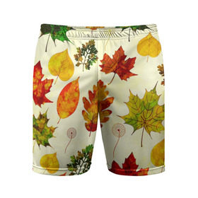 Мужские шорты 3D спортивные с принтом Осень в Новосибирске,  |  | листва | листья | осень | оформление | пёстрые листочки | слой | текстура | трайбл | узор | фон
