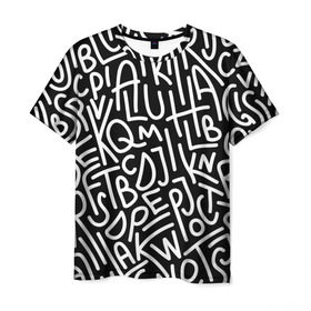 Мужская футболка 3D с принтом Английские буквы в Новосибирске, 100% полиэфир | прямой крой, круглый вырез горловины, длина до линии бедер | алфавит | английский язык | буквы | оформление | слой | текстура | трайбл | узор | фон