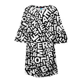 Детское платье 3D с принтом Английский алфавит в Новосибирске, 100% полиэстер | прямой силуэт, чуть расширенный к низу. Круглая горловина, на рукавах — воланы | алфавит | английский язык | буквы | оформление | слой | текстура | трайбл | узор | фон