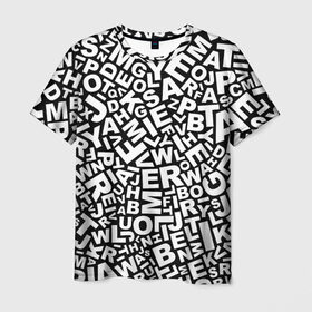 Мужская футболка 3D с принтом Английский алфавит в Новосибирске, 100% полиэфир | прямой крой, круглый вырез горловины, длина до линии бедер | алфавит | английский язык | буквы | оформление | слой | текстура | трайбл | узор | фон