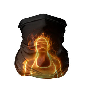 Бандана-труба 3D с принтом Пламенная медитация в Новосибирске, 100% полиэстер, ткань с особыми свойствами — Activecool | плотность 150‒180 г/м2; хорошо тянется, но сохраняет форму | Тематика изображения на принте: аштанга | здоровье | зож | йога | кундалини | лотос | медитация | огонь | пламя | силуэт | спорт | страсть | тонус
