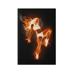 Обложка для паспорта матовая кожа с принтом Спортивная страсть в Новосибирске, натуральная матовая кожа | размер 19,3 х 13,7 см; прозрачные пластиковые крепления | грация | здоровье | зож | огонь | пламя | силуэт | спорт | страсть | танец | тонус | фитнес