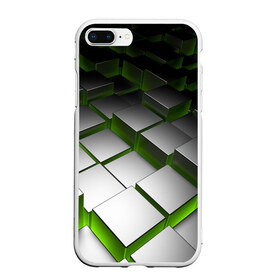 Чехол для iPhone 7Plus/8 Plus матовый с принтом Куб в Новосибирске, Силикон | Область печати: задняя сторона чехла, без боковых панелей | зеленая | квадрат | куб | текстуры