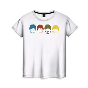 Женская футболка 3D с принтом Beatles в Новосибирске, 100% полиэфир ( синтетическое хлопкоподобное полотно) | прямой крой, круглый вырез горловины, длина до линии бедер | beatles | битлз | битлы | рок | рок н рол