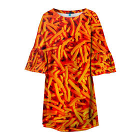 Детское платье 3D с принтом Морковь в Новосибирске, 100% полиэстер | прямой силуэт, чуть расширенный к низу. Круглая горловина, на рукавах — воланы | морковь | овощи | оранжевый | салат