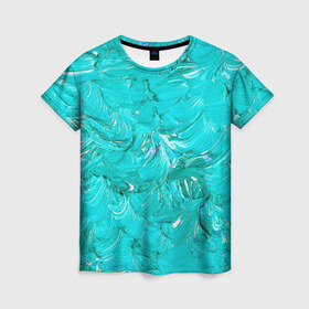 Женская футболка 3D с принтом Голубая краска в Новосибирске, 100% полиэфир ( синтетическое хлопкоподобное полотно) | прямой крой, круглый вырез горловины, длина до линии бедер | Тематика изображения на принте: абстракция | абстракция красок | краска