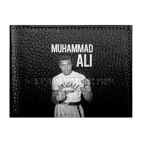 Обложка для студенческого билета с принтом Muhammad Ali в Новосибирске, натуральная кожа | Размер: 11*8 см; Печать на всей внешней стороне | Тематика изображения на принте: ali | boxing | muhammad ali |   |  muhammad |  бокс | али | боксер | мухамад. мухаммад | мухаммед | мухаммед али