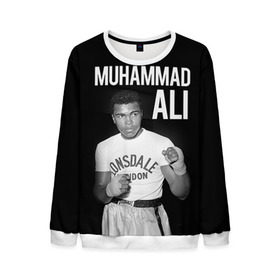 Мужской свитшот 3D с принтом Muhammad Ali в Новосибирске, 100% полиэстер с мягким внутренним слоем | круглый вырез горловины, мягкая резинка на манжетах и поясе, свободная посадка по фигуре | ali | boxing | muhammad ali |   |  muhammad |  бокс | али | боксер | мухамад. мухаммад | мухаммед | мухаммед али
