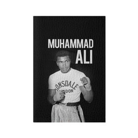 Обложка для паспорта матовая кожа с принтом Muhammad Ali в Новосибирске, натуральная матовая кожа | размер 19,3 х 13,7 см; прозрачные пластиковые крепления | Тематика изображения на принте: ali | boxing | muhammad ali |   |  muhammad |  бокс | али | боксер | мухамад. мухаммад | мухаммед | мухаммед али