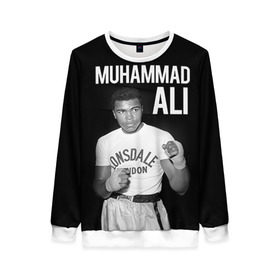 Женский свитшот 3D с принтом Muhammad Ali в Новосибирске, 100% полиэстер с мягким внутренним слоем | круглый вырез горловины, мягкая резинка на манжетах и поясе, свободная посадка по фигуре | ali | boxing | muhammad ali |   |  muhammad |  бокс | али | боксер | мухамад. мухаммад | мухаммед | мухаммед али