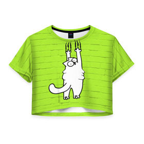 Женская футболка 3D укороченная с принтом Simon`s cat 3 в Новосибирске, 100% полиэстер | круглая горловина, длина футболки до линии талии, рукава с отворотами | fitness | kitty | simon cat | simons | simons cat | голодный кот | для жирных | для толстых | жир | кот | кот саймона | котик | кошка | с котами | саймон | спорт | толстая | толстый | фитнес | фитнесс
