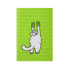 Обложка для паспорта матовая кожа с принтом Simon`s cat 3 в Новосибирске, натуральная матовая кожа | размер 19,3 х 13,7 см; прозрачные пластиковые крепления | fitness | kitty | simon cat | simons | simons cat | голодный кот | для жирных | для толстых | жир | кот | кот саймона | котик | кошка | с котами | саймон | спорт | толстая | толстый | фитнес | фитнесс