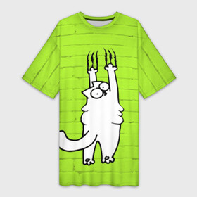 Платье-футболка 3D с принтом Simons cat 3 в Новосибирске,  |  | Тематика изображения на принте: fitness | kitty | simon cat | simons | simons cat | голодный кот | для жирных | для толстых | жир | кот | кот саймона | котик | кошка | с котами | саймон | спорт | толстая | толстый | фитнес | фитнесс