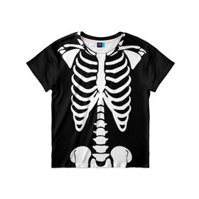 Детская футболка 3D с принтом Скелет в Новосибирске, 100% гипоаллергенный полиэфир | прямой крой, круглый вырез горловины, длина до линии бедер, чуть спущенное плечо, ткань немного тянется | bones | halloween | кости | костюм | прикол | прикольная картинка | скелет | тело | хеллоуин