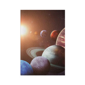 Обложка для паспорта матовая кожа с принтом Планеты солнечной системы в Новосибирске, натуральная матовая кожа | размер 19,3 х 13,7 см; прозрачные пластиковые крепления | Тематика изображения на принте: венера | звезды | земля | космос | марс | меркурий | сатурн | солнце | уран | юпитер