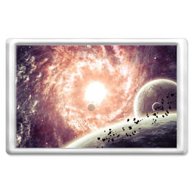 Магнит 45*70 с принтом Галактика в Новосибирске, Пластик | Размер: 78*52 мм; Размер печати: 70*45 | вселенная | галактика | звезды | планеты | туманность