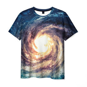 Мужская футболка 3D с принтом Млечный путь в Новосибирске, 100% полиэфир | прямой крой, круглый вырез горловины, длина до линии бедер | вселенная | галактика | звезды | планеты | туманность