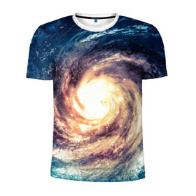 Мужская футболка 3D спортивная с принтом Млечный путь в Новосибирске, 100% полиэстер с улучшенными характеристиками | приталенный силуэт, круглая горловина, широкие плечи, сужается к линии бедра | Тематика изображения на принте: вселенная | галактика | звезды | планеты | туманность