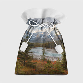 Подарочный 3D мешок с принтом Осень в горах в Новосибирске, 100% полиэстер | Размер: 29*39 см | Тематика изображения на принте: горы | лес | осень | пейзаж