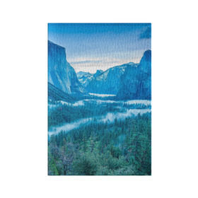 Обложка для паспорта матовая кожа с принтом Горный пейзаж в Новосибирске, натуральная матовая кожа | размер 19,3 х 13,7 см; прозрачные пластиковые крепления | горный хребет | горы | каньон | лес | пейзаж | речка | туман | ущелье