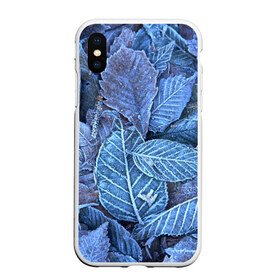Чехол для iPhone XS Max матовый с принтом Застывшие листья в Новосибирске, Силикон | Область печати: задняя сторона чехла, без боковых панелей | иней | мороз | осень | холод