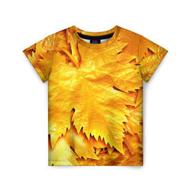 Детская футболка 3D с принтом Золотая осень в Новосибирске, 100% гипоаллергенный полиэфир | прямой крой, круглый вырез горловины, длина до линии бедер, чуть спущенное плечо, ткань немного тянется | жёлтый | золотой | клён | красота | листва | листья | наряд | осень | осина | покров | природа